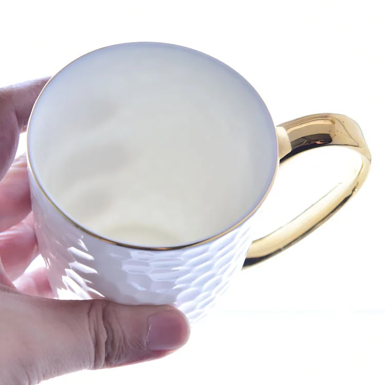 hot sell color porcelain gold handle coffee mug cup , wholesale plain white ceramic cups mugs