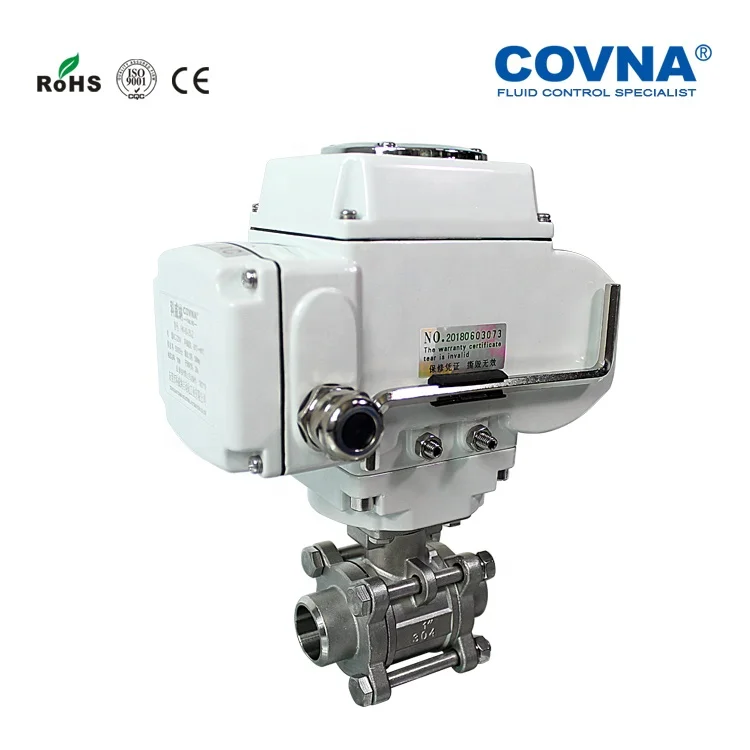COVNA 1/4 inch to 4 inch Stainless Steel NPT / BSP Thread 2 Way 3 Piece Motor Driven Ball Valve