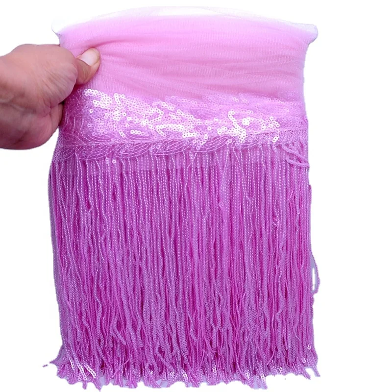 Wholesale High Quality Shiny Stage Wedding Dress Paillette Sequins Fringe Tassel Trim For Dress