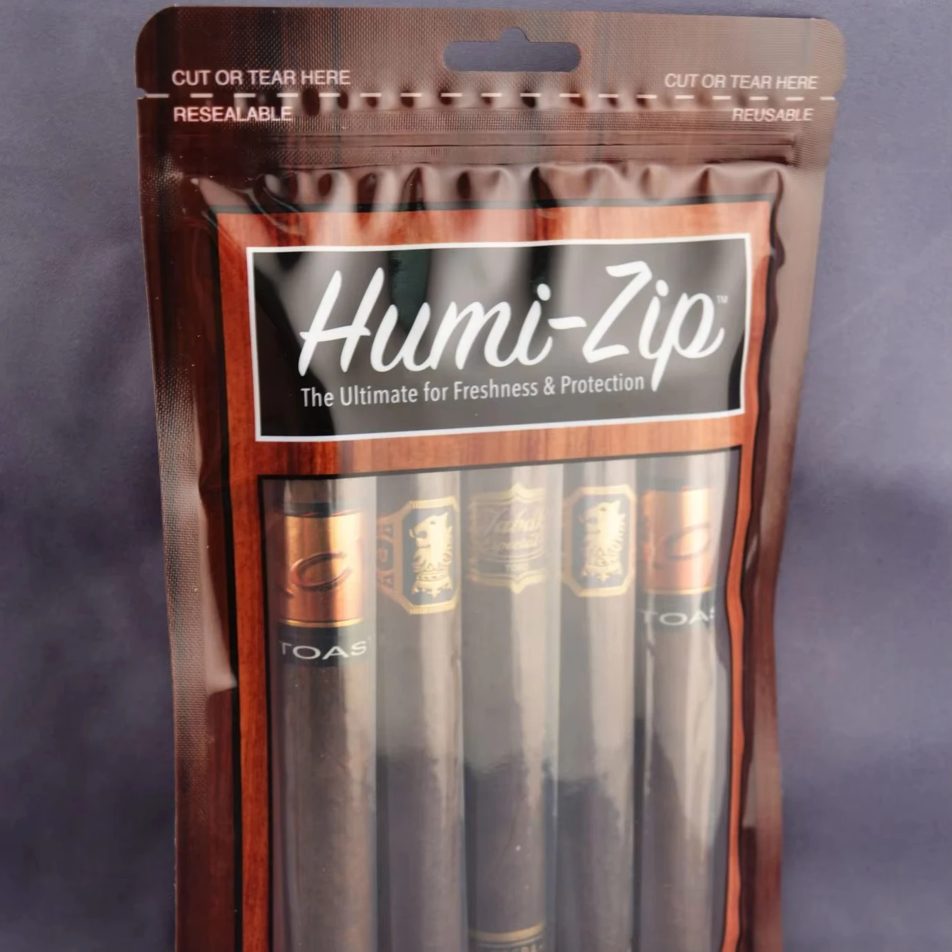 Custom portable cigar moisturizer bag 5 sets of sealed cigar Printed Ziplock Cigar Packaging Bag With Hydrating Layer