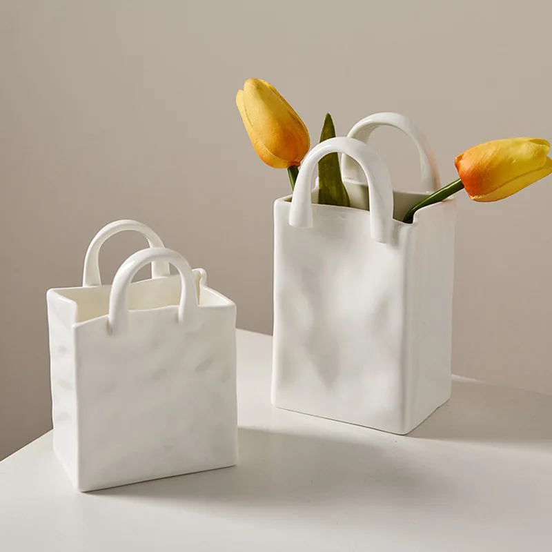 Table Top Decoration Creative Arrangement Simple Modern Porcelain Vase Flower Handbag Ceramic Vase
