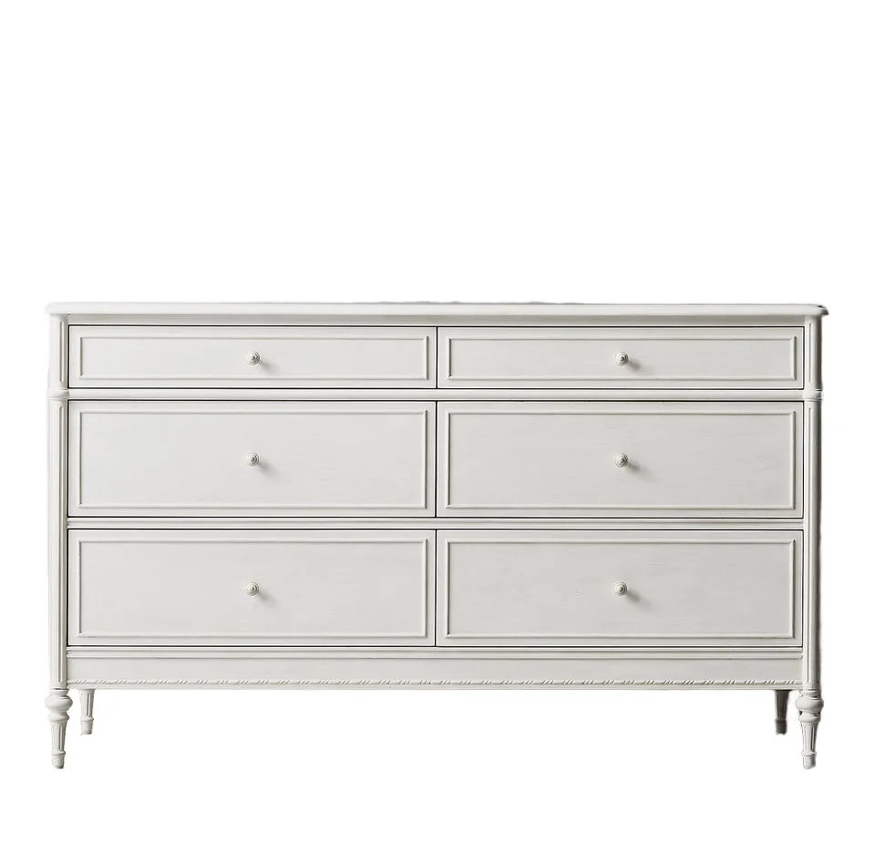 Modern American style bedroom furniture set wooden solid wood dresser french contemporary dresser oak 6-drawer dressers
