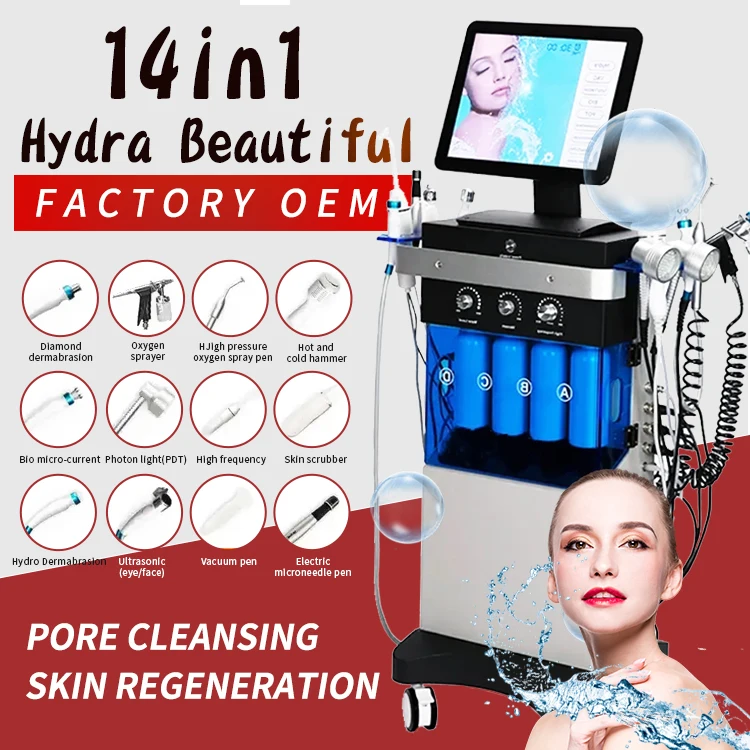 2024 14 in 1 Microdermabrasion facials Aqua Hydra Hydro Hidra Peel facial 6/7/9/10/12/13/14 En 1 Facial Machine