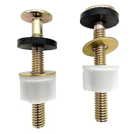 Toilet lid bolt Screws with PVC nuts and metal washers are used to replace the top mounting parts of the toilet lid hinge