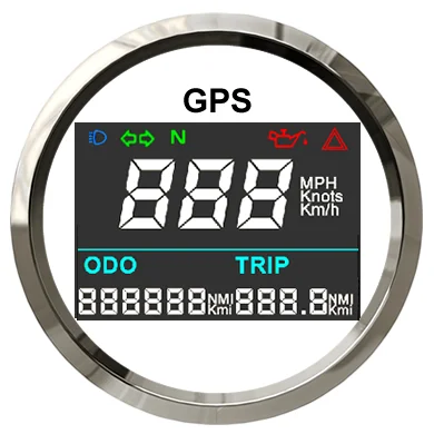 52mm Digital GPS Speedometer Total Mileage Adjustable GPS Blind Area Odometer Compensation 12V 24V