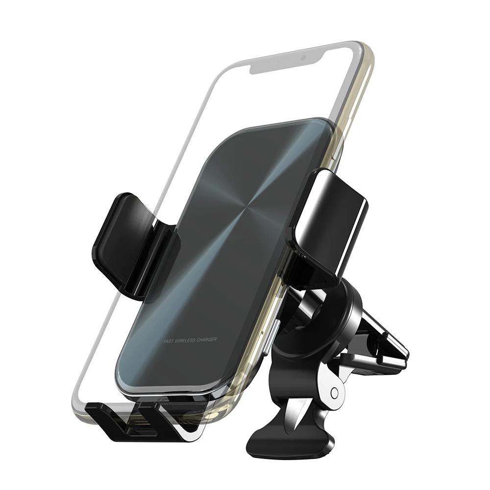 Лидер продаж, автоматический датчик FOD, быстрая зарядка, автомобильный держатель для мобильного телефона Qi с беспроводной зарядкой