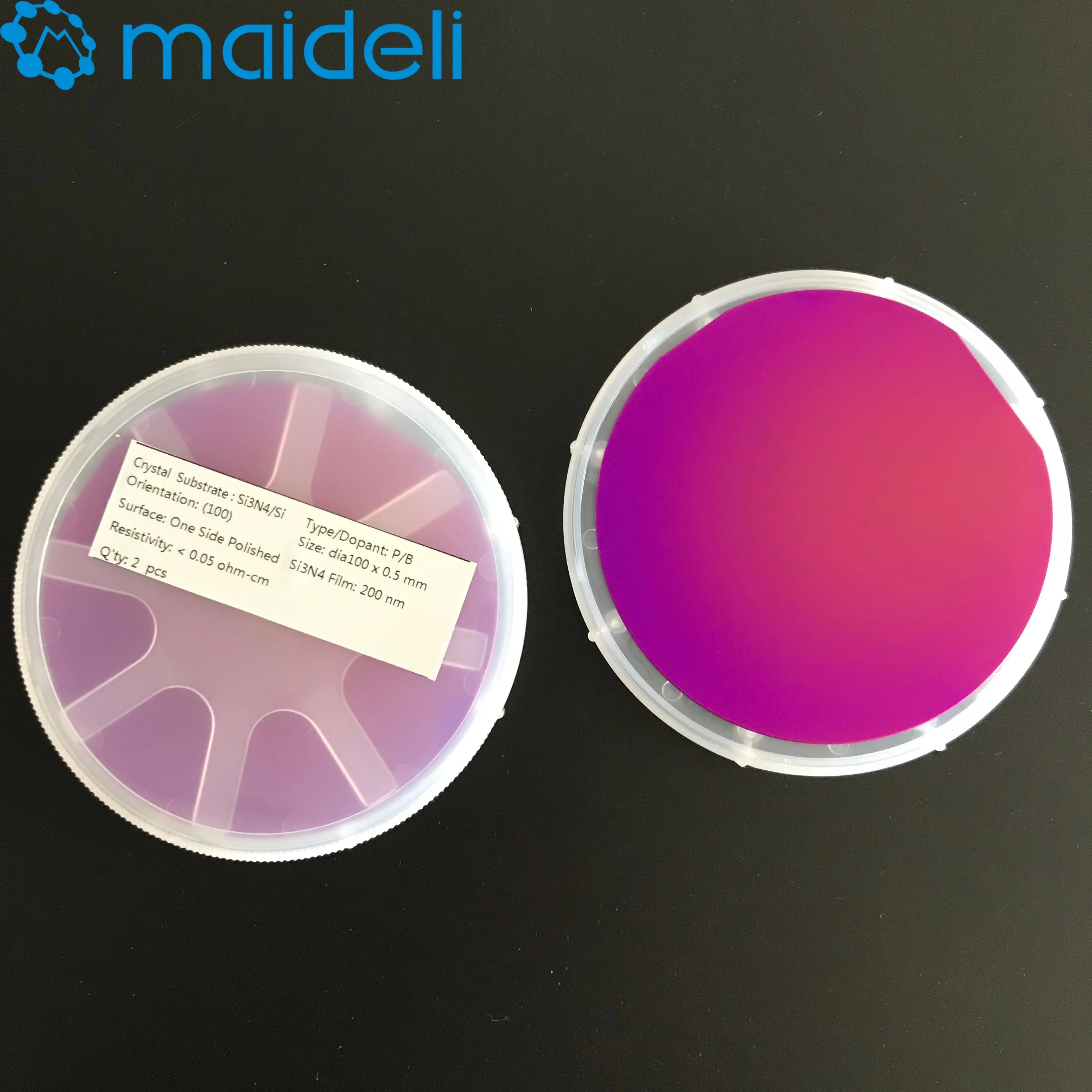 4inch 525um Crystal silicon wafer with 100nm Si3N4 film layer P-100 SSP