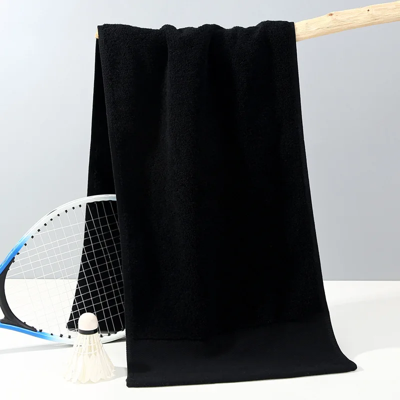 Custom 100% Cotton High Quality Black Gym Towel Embroidery Logo Face Towel