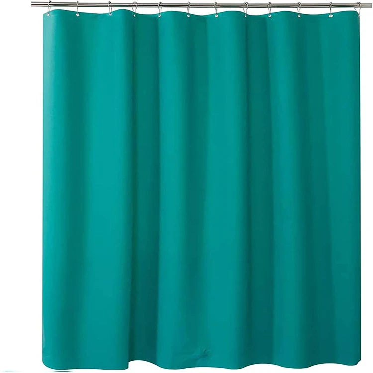 Solid color turquoise  waterproof vinyl blue emboss rustproof metal grommet header heavy shower curtain liner