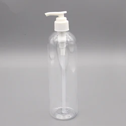 300ml 400ml 500ml plastic clear black lotion shampoo pet bottle with pump