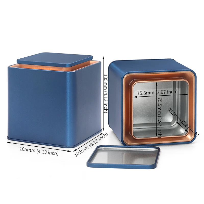 Square Tea Tin Box Metal Jewelry Gift Tin Can Packaging For Cookies Wholesale Custom Tinplate coffee bean Tin Box