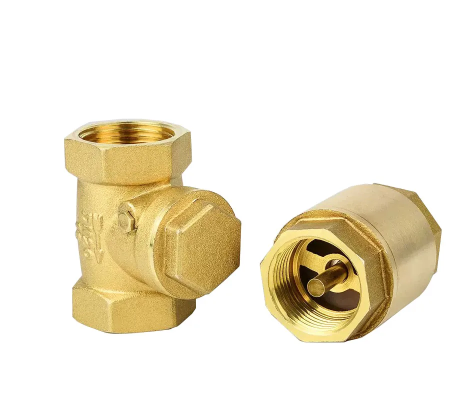 Brass Check Valves Female Threaded Hard Seal Horizontal Swing Spring Liquid Valve Check Hydraulic Check Valves Swing Type 1 Inch