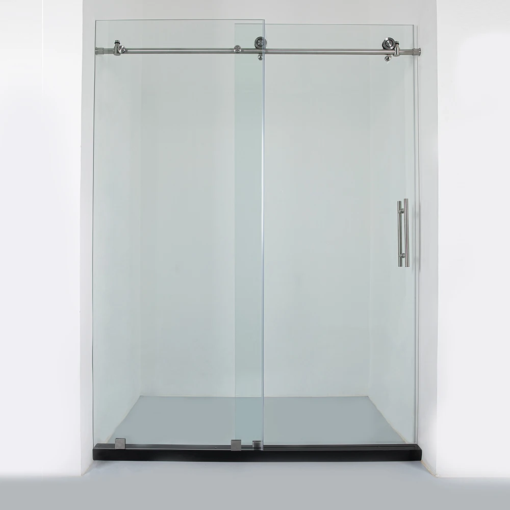 Factory wholesale sliding shower glass doors frameless 2 panel bathroom shower door