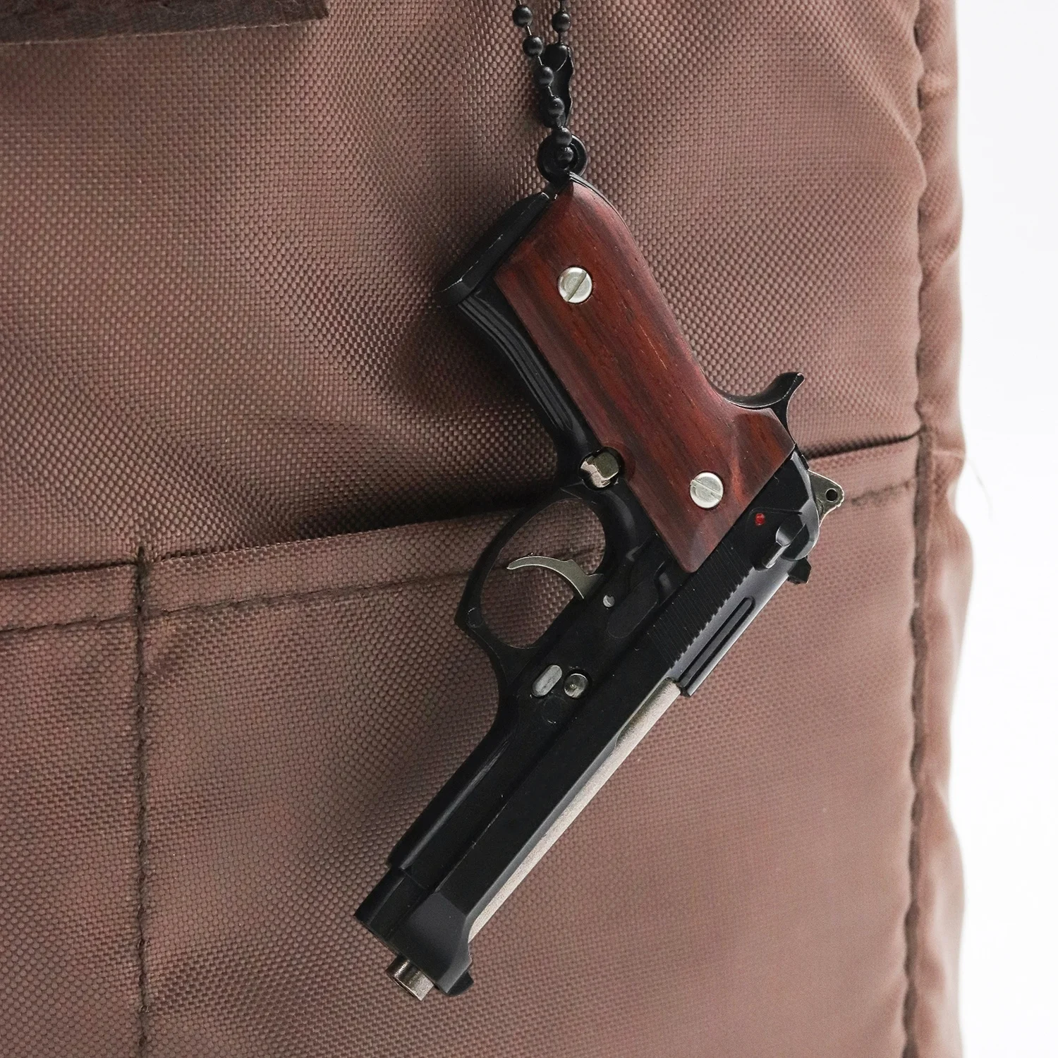 Model Gun Toys 1:3 Beretta 92F Wooden Handle Keychain Crafts Pendant for Children Birthday Gifts (Can not shot)