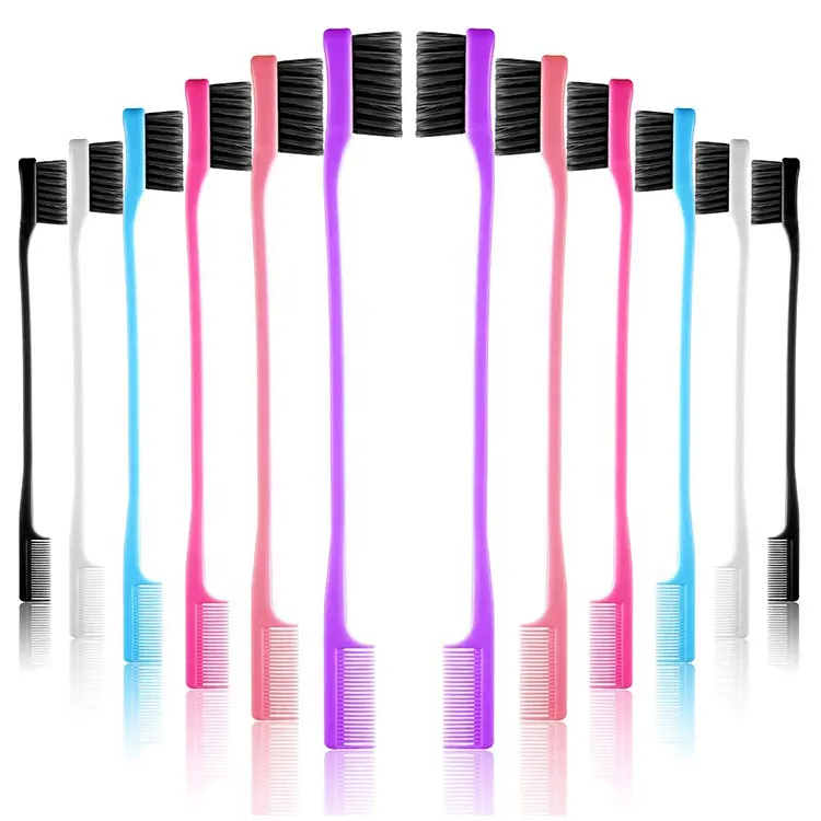 Private Label Four Color Optional Make Up Hair Dye Brush Edge Brush And Comb Double Comb Edge Control Brushes