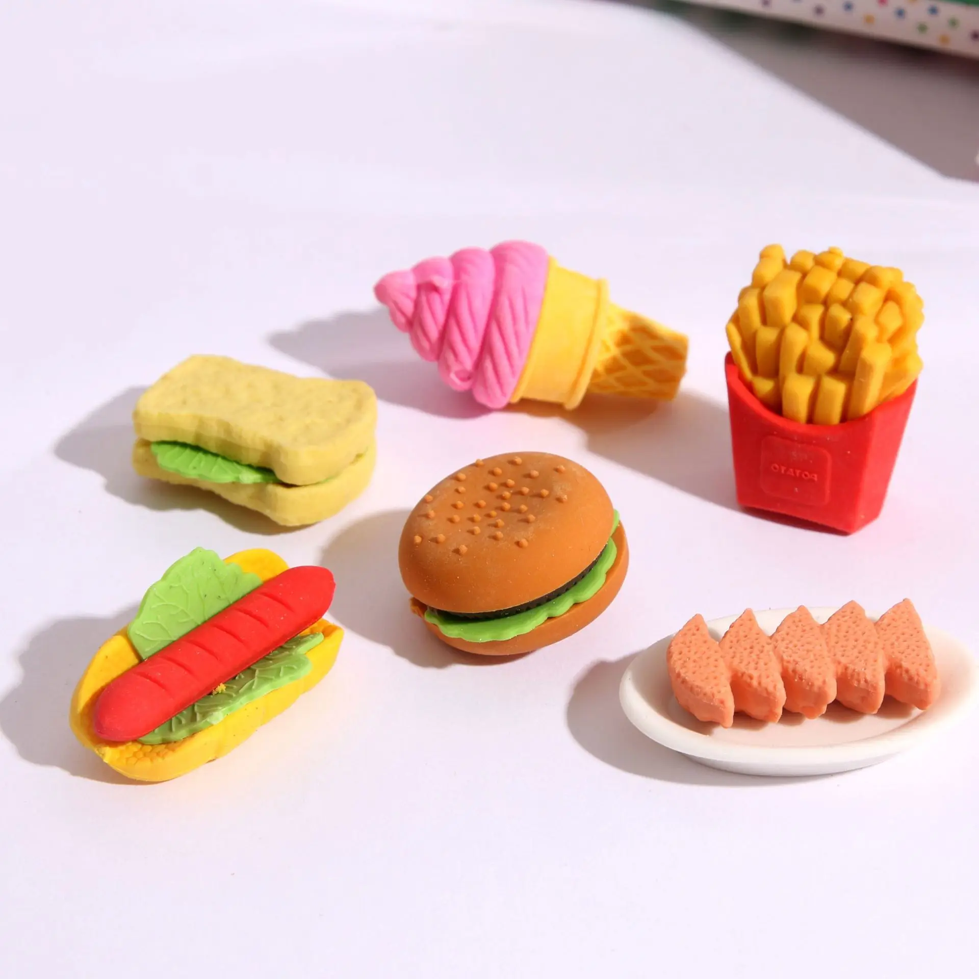Hot sales Magic  eraser set cute for kid ,toy eraser kitchen set for kids