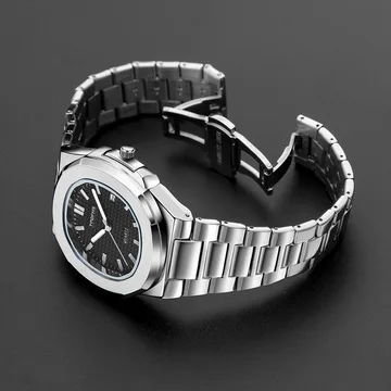 OEM Sliver high quality calendar men wristwatch stainless steel waterproof watch men