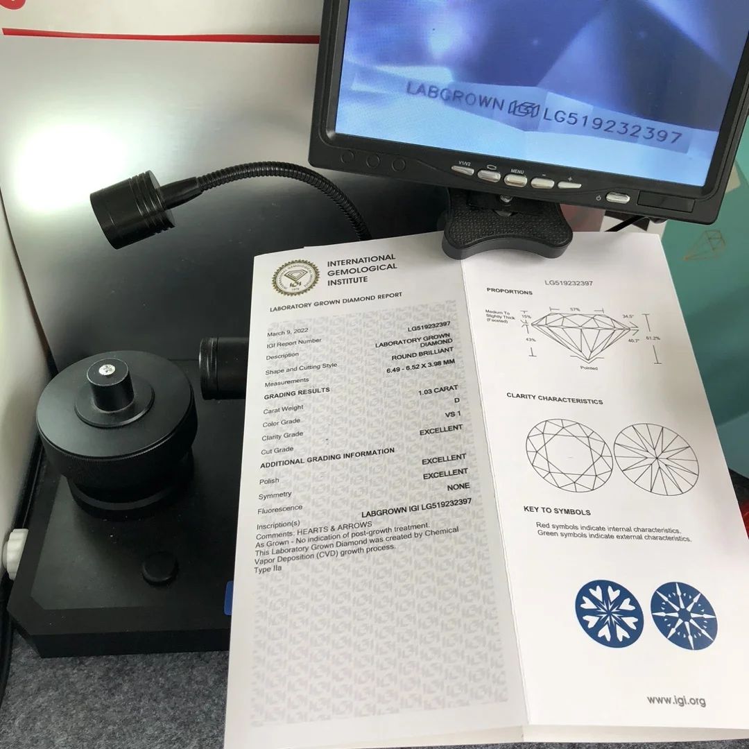 Goldstones Super White Lab Created 1ct Diamond 1.03ct D VS1 CVD Diamond Lab Grown Diamond