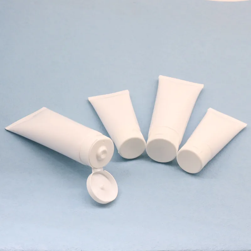 30g 50g 100g 120g White Plastic Squeeze Tube 50ml 100ml Hand Cream Packaging Soft Tubes With Flip Cap