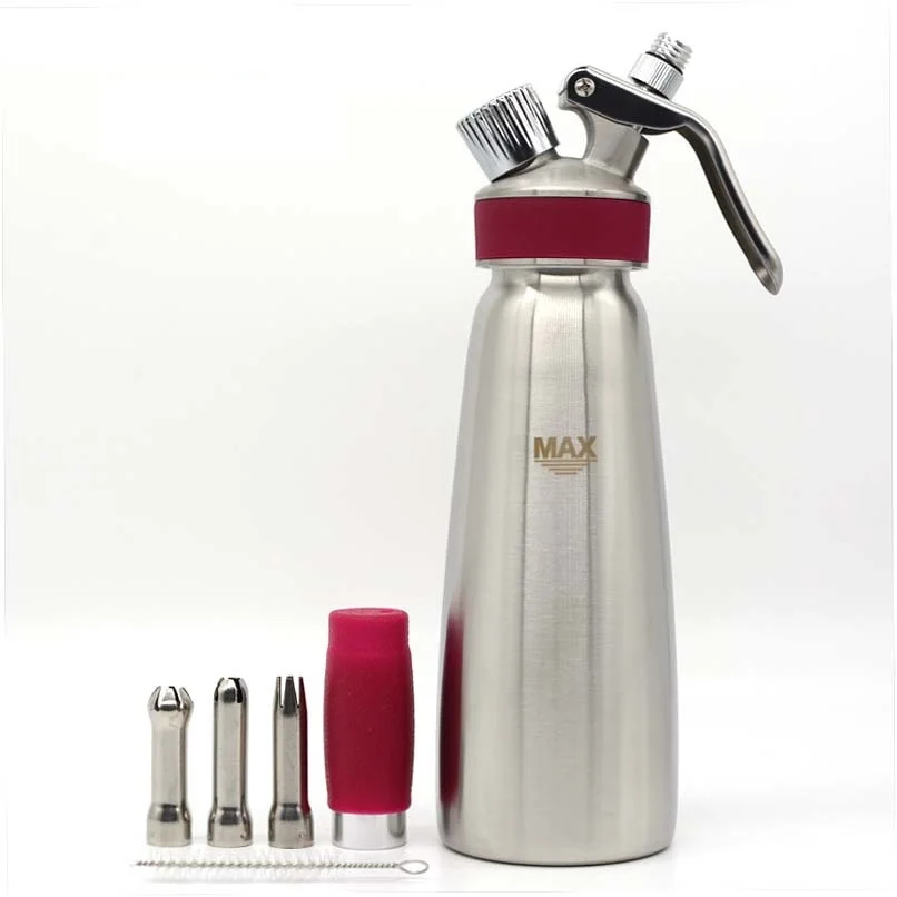 Amazon Hot Sale 500ML Stainless Steel Cream Whipper Dispenser with Retail Box Black Silver Red White