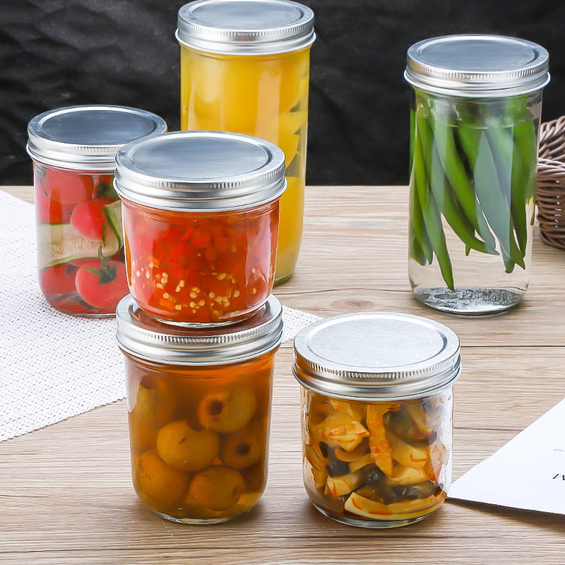 Оптовая продажа от поставщика стеклянная банка для хранения пищевых продуктов с широким горлышком