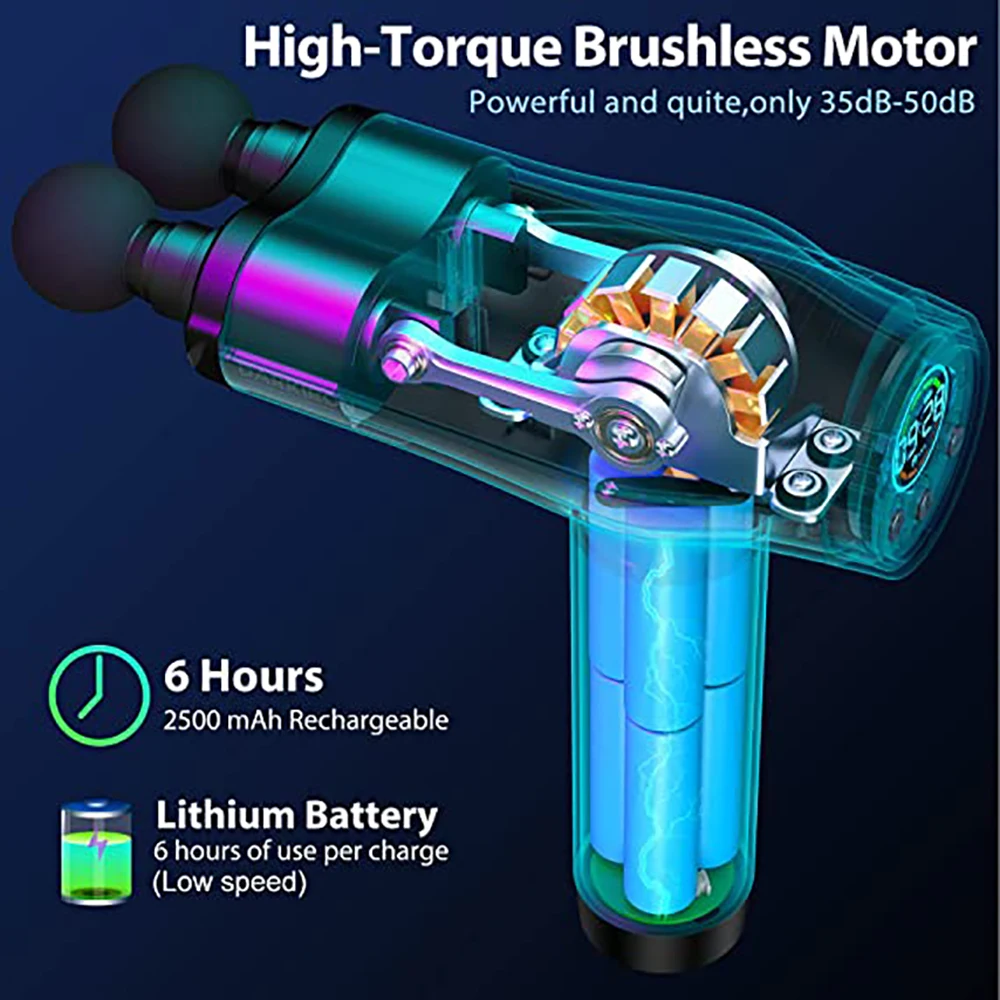 High-end a Professional Fascia Gun Multifunctional Rechargeable Muscle Deep Massage Double Head Fascia Gun Body ABS Plastic