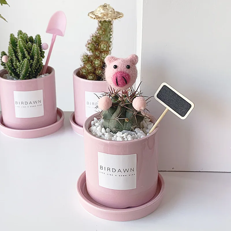 Funny Flower Pot Accessories Cute Animal Hairball Plant Pot Fittings