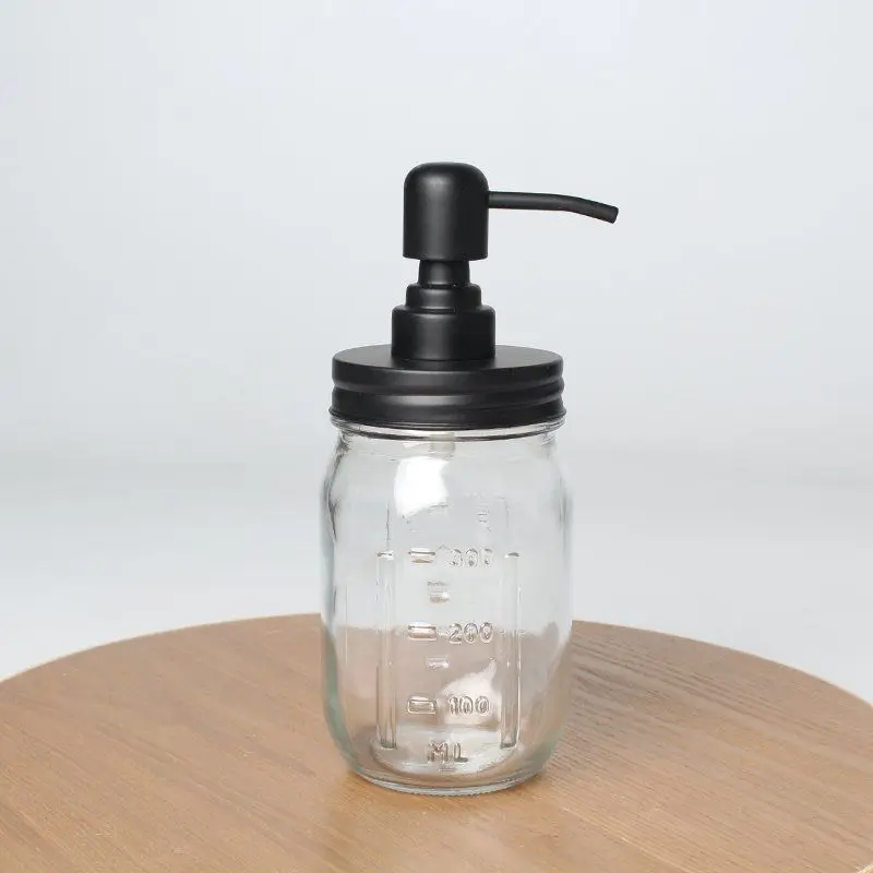 Cross border black rust-proof 304 stainless steel Mason jar lid hand sanitizer pump head emulsion soap dispenser lid