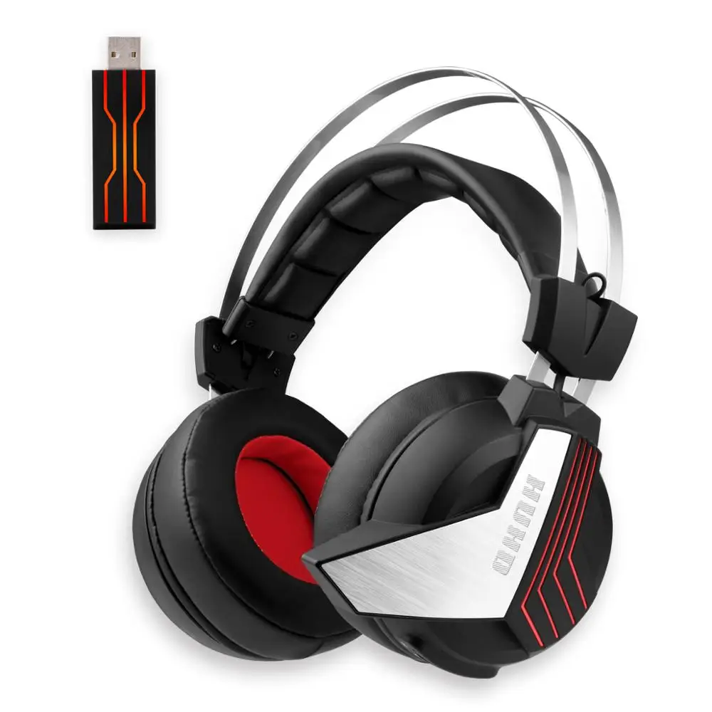 
2.4G Wireless USB Headset for Nintendo Switch,PS4,PS4 Slim and PC, Deep Bass and Rotating Metal Ear Cups 