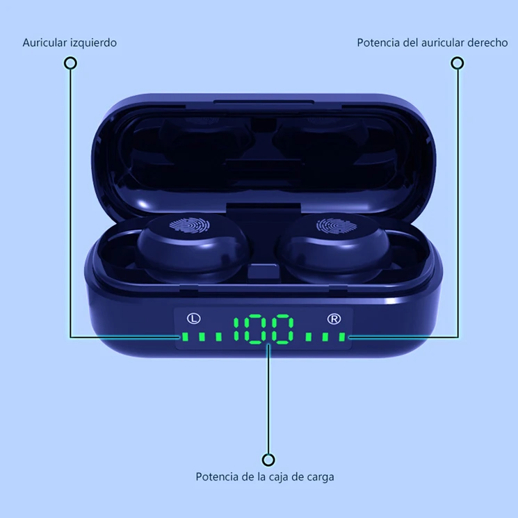 Waterproof Earpieces Kid Headphones Wireless Earbuds Stereo Bass Hifi in Ear LED Display Wireless Earphone V8 TWS 5.0