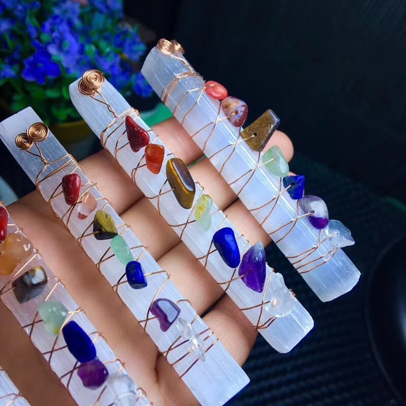 100%Natural Rock Crystal Selenite Chakrs Stones Selenite Quartz for Decoration