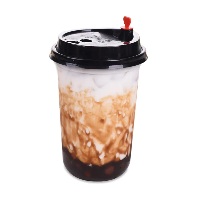 NYC Packaging Wholesale Disposable Logo Printed Round Plastic 12oz 16oz U Shape Bubble Tea Boba Coffee PET Cups With Lids
