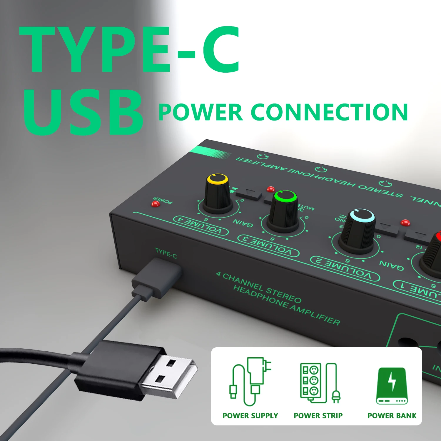 GAX-PX400 New 4-Channel Mini Stereo Mixer Audio OEM/ODM Ultra Low Noise Line Amplifier USB Powered Output Device Mixer