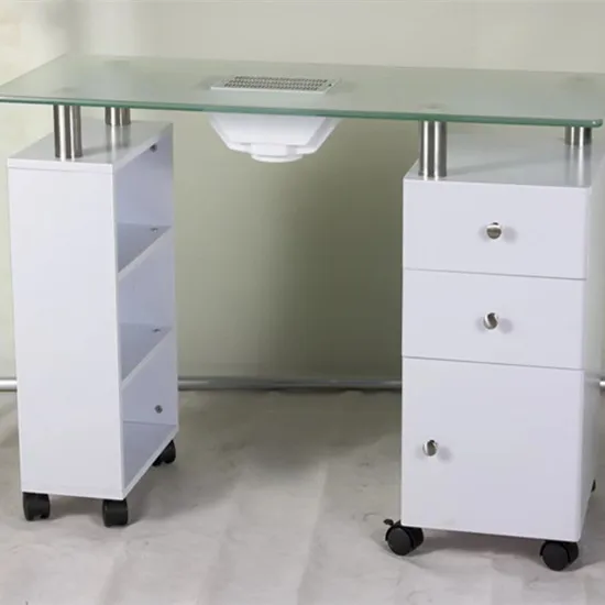 New Beauty Salon Furniture Glass Top Portable Spa White Nail Station Manicure Nail Table With Fan