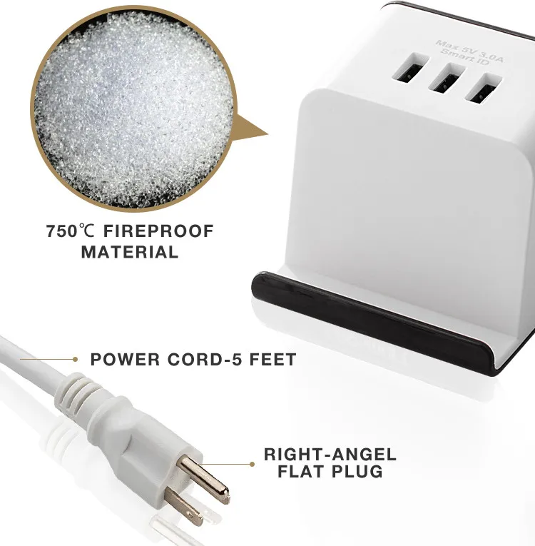 
Small Moq Desktop 2 Outlet Electrical Surge Protector Usb Multiple Charger Cube With Phone Holder Power Strip 