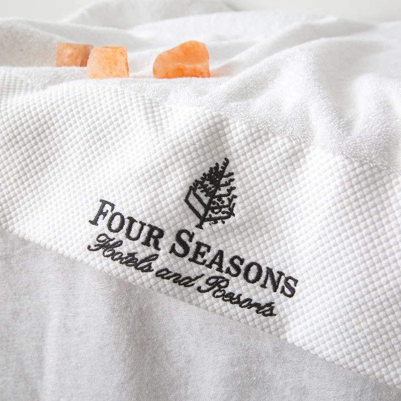 Customizable HotelHotel White Cotton Satin Edge Bath Towel Set Hand Towel with Embroidery & Jacquard Techniques Towel