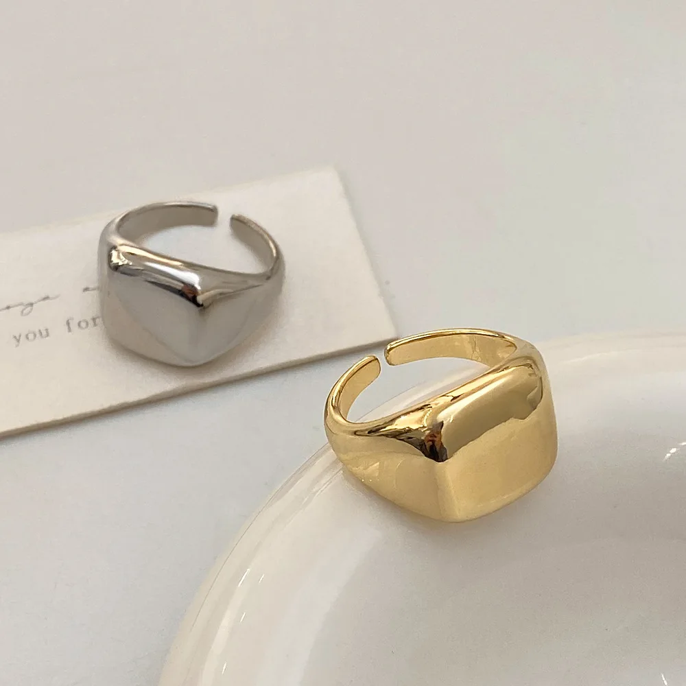 Custom geometric shape multi-layer water drop ring copper plating 18K real gold water drop cross female custom logo ring