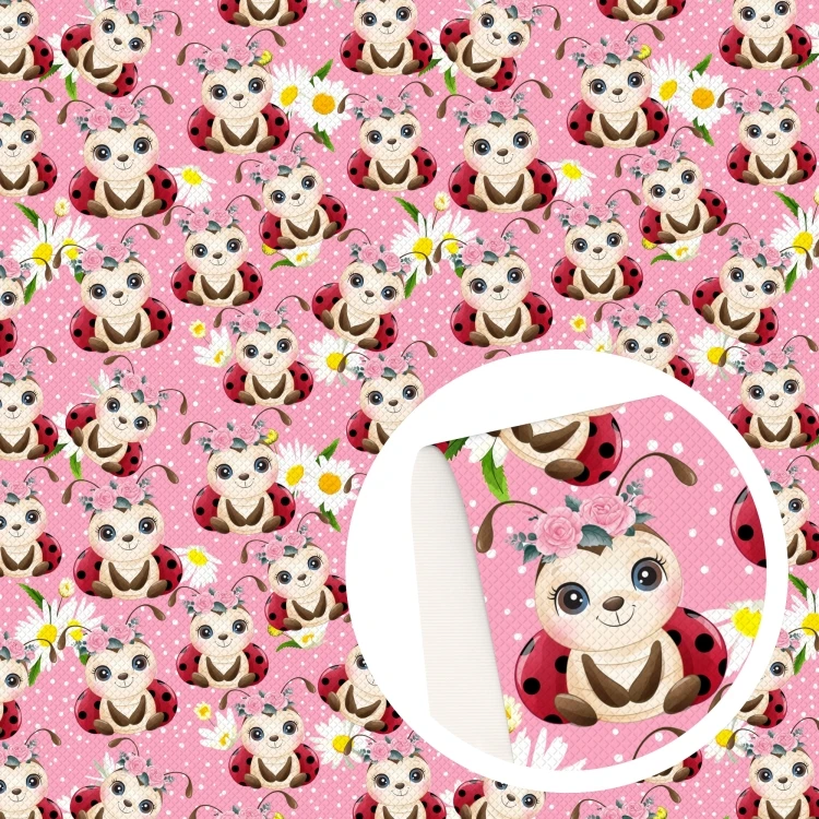 Животное с принтом «божья коровка» из искусственной кожи листы Синтетическая кожа нетканый рулон ткани-30x140 см для изготовления своими руками самодельное проектов банты волосов