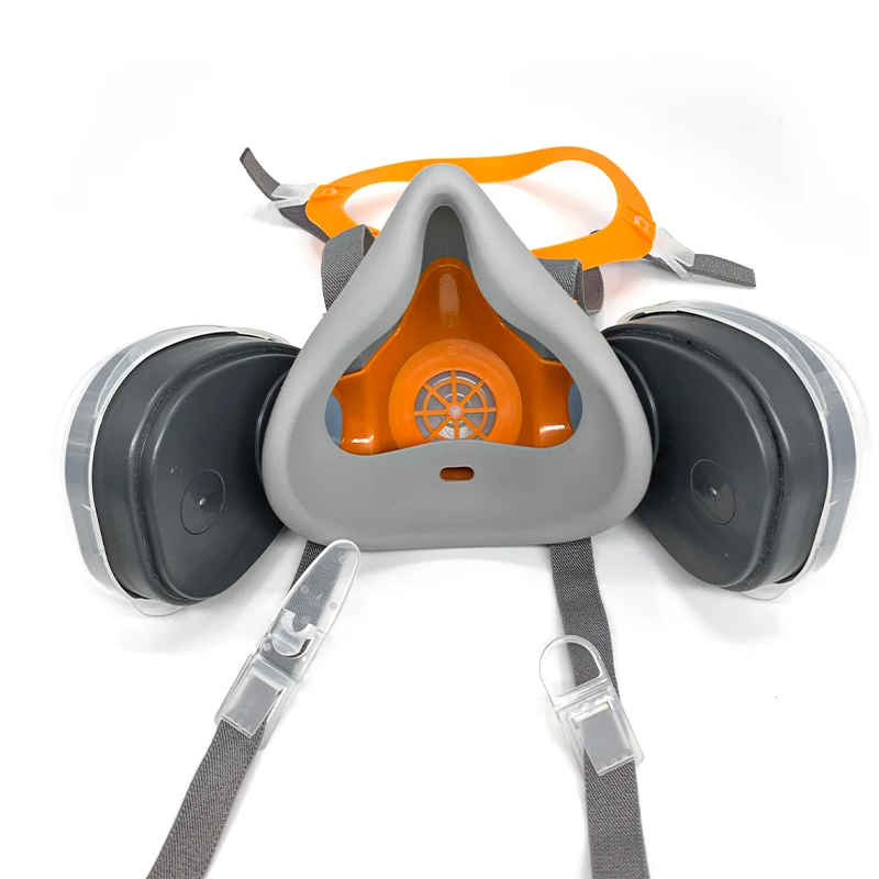 Chemical Protective Double Respirator Silicon Dust Gas Mask With Double Filters