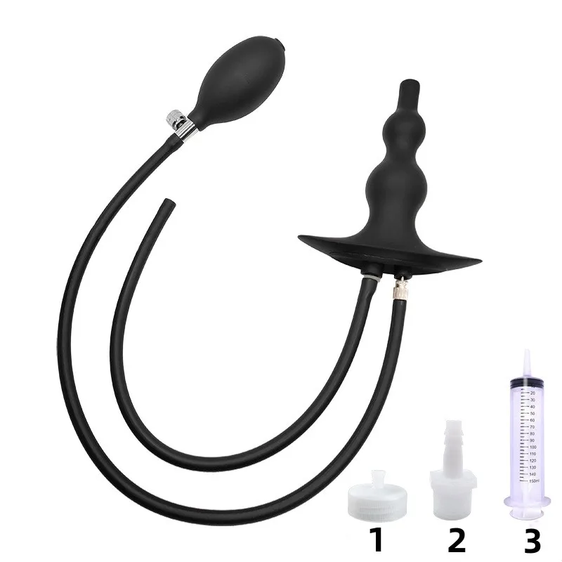 Medical Silicone Water Spray Inflatable Anal Plug Anal Enema Cleaner Anus Dilator Dildo Silicone Buttplug Expander Washer