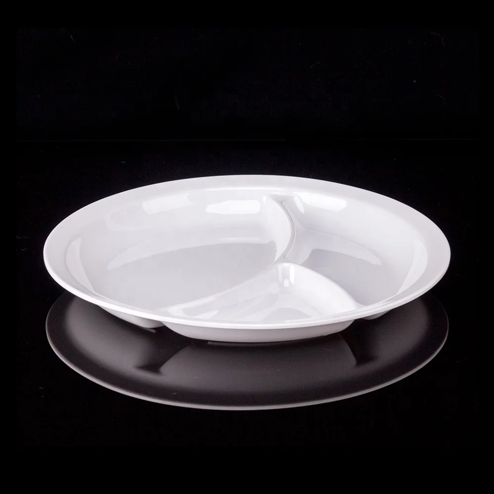 Factory Direct Wholesale Deepen  Rounder Melamine Plastic Baby 3 Divided Party Food Lunch Plates