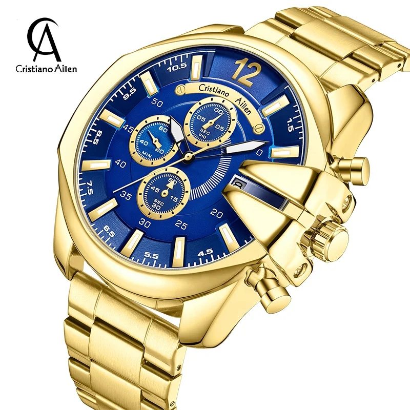 Cristiano Aillen CA0832G Brand Fashion Quartz Custom Design Wrist Man Watch 6-pointer multifunctional business watch