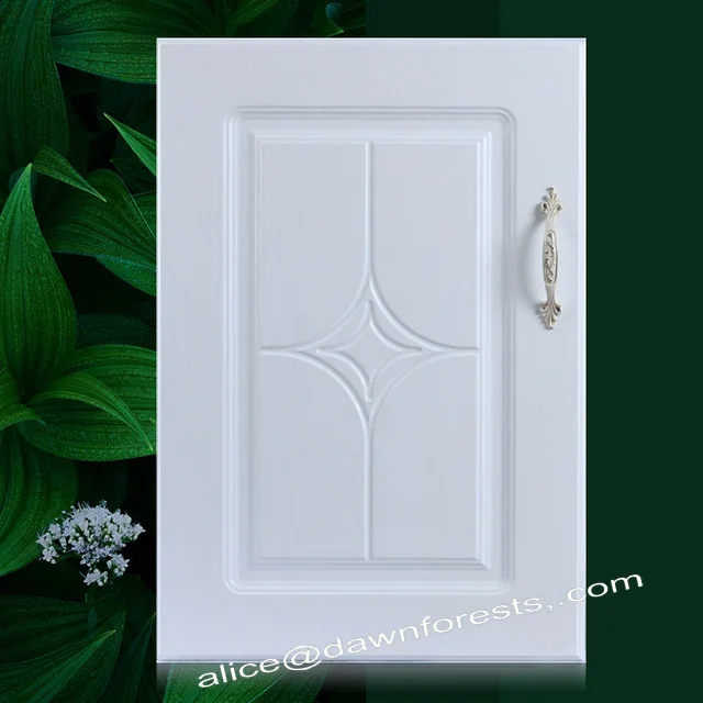 White Wood PVC Film Glass  Kitchen Cabinet Door/Vacuum Door