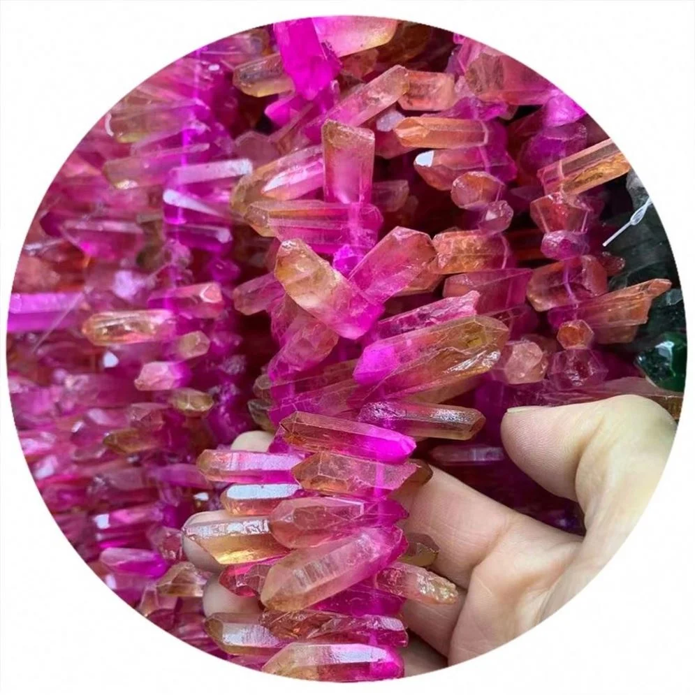 Spike Beads Drilled Natural Raw Quart Cleary Crystal Points Top Drilled Stick Graduated Decoration Accessories Gemstone