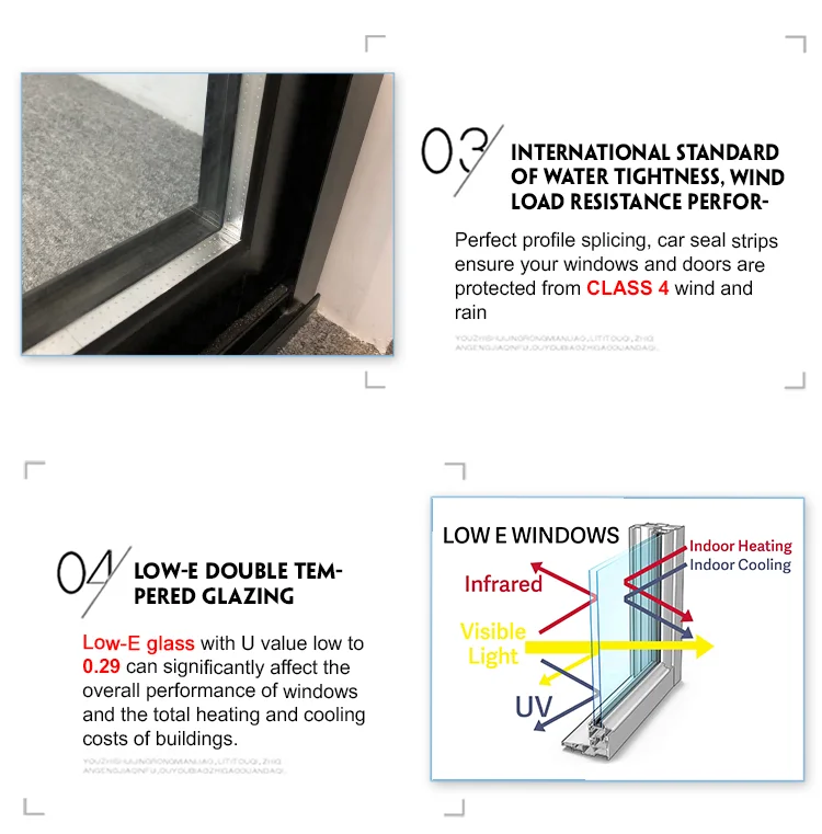 AS2047 NFRC Hurricane Impact Aluminum Energy Efficient Sliding Windows Double Glass Aluminum Sliding Window
