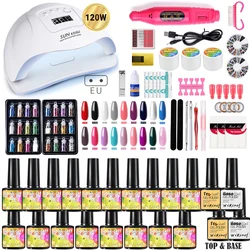 Nail Gel Set 120W LED Lamp Nail Polish kit Quick Building pretty UV Nail Art Set