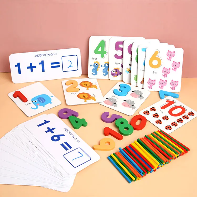 Preschool Montessori Learning Digital matching box Early education Math wooden Sticks counting toys