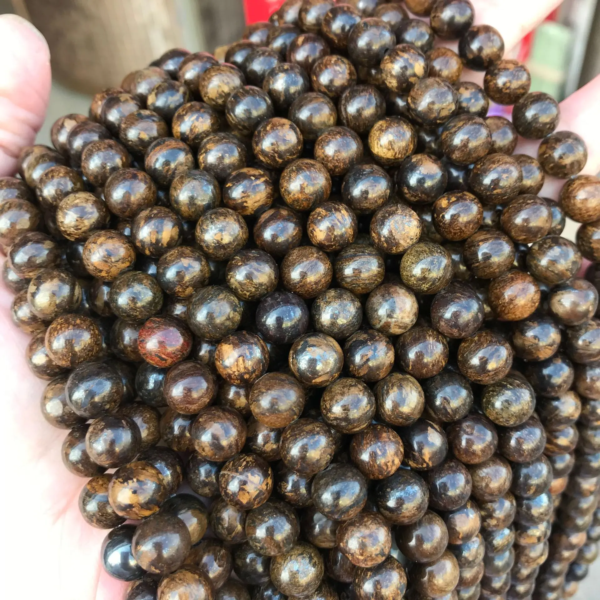 Wholesale hight quality natural Bronzite round beads for Diy bracelet making