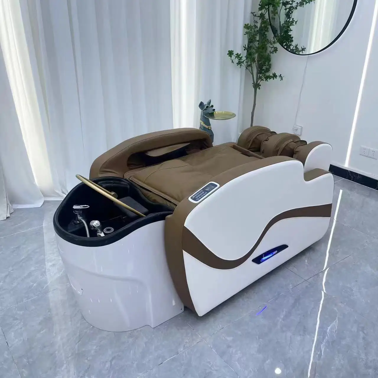 Track Lay Down Hair Washing Modern Shampoo Chair Luxury Professional Airbag Spa Electric Massage Shampoo Bed Chair