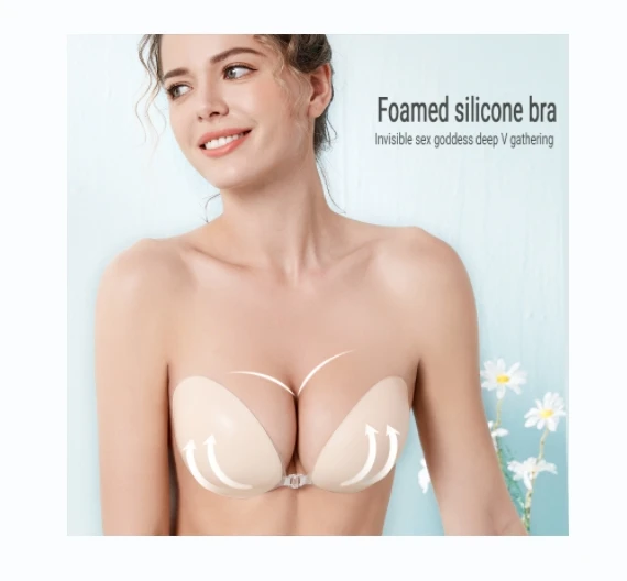 Invisible Double Sided Adhesive Sticky Silicone Insert Bra Lifting Opaque Women Seamless Reusable Silicone Adhesive Bra